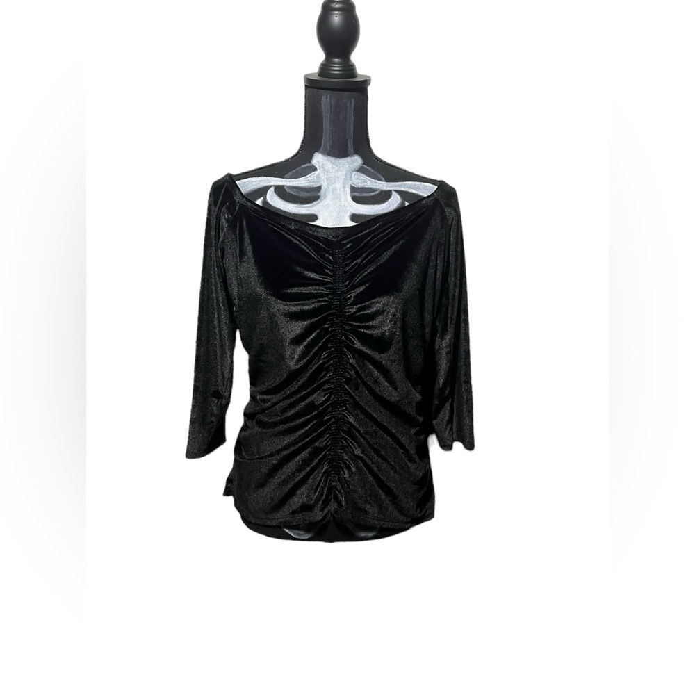 TORRID Off the Shoulder Black Velvet Ruched Top